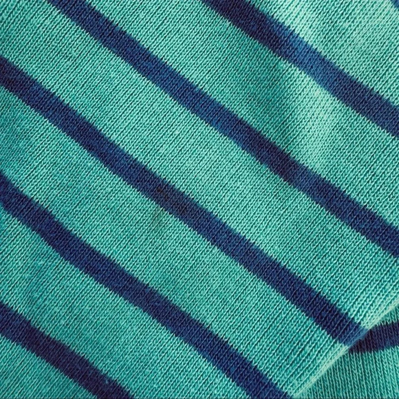 L.L. Bean Green Striped Top Tee Pullover 1/4 zip Mock Long Sleeve Cotton M - Picture 9 of 9